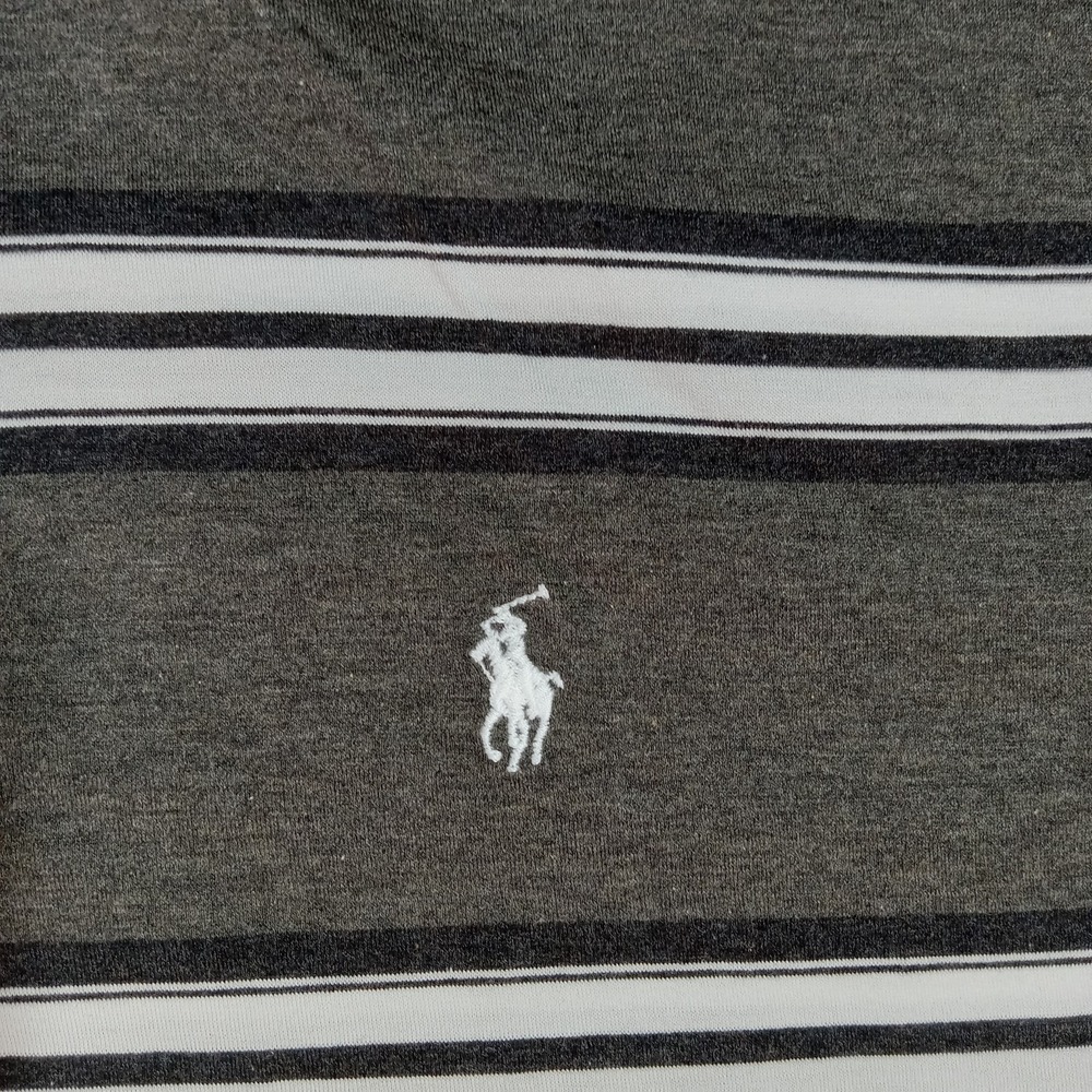 Polo Golf Ralph Lauren Polo Shirt Mens Large Gray White Striped Pima Cotton Golf - Picture 3 of 10